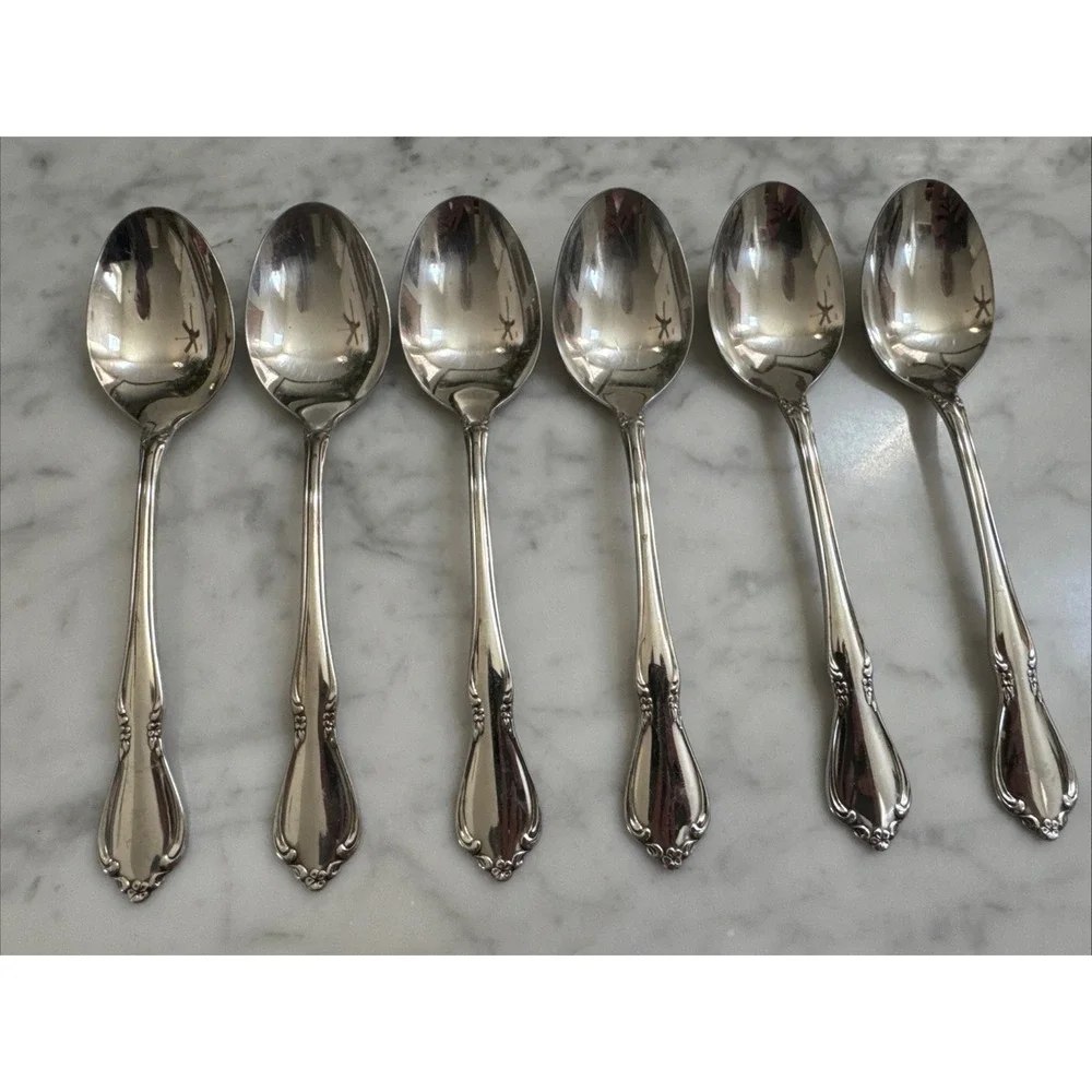 Oneida Chateau Set of 6 Dinner / Oval Bowl Soup Spoons 6 7/8